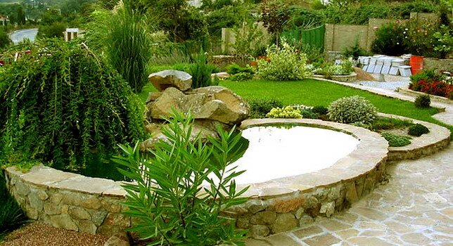 Водоем, Камень в дизайне сада, Пейзажный стиль в ландшафтном дизайне, Пейзажный сад, Стили садов